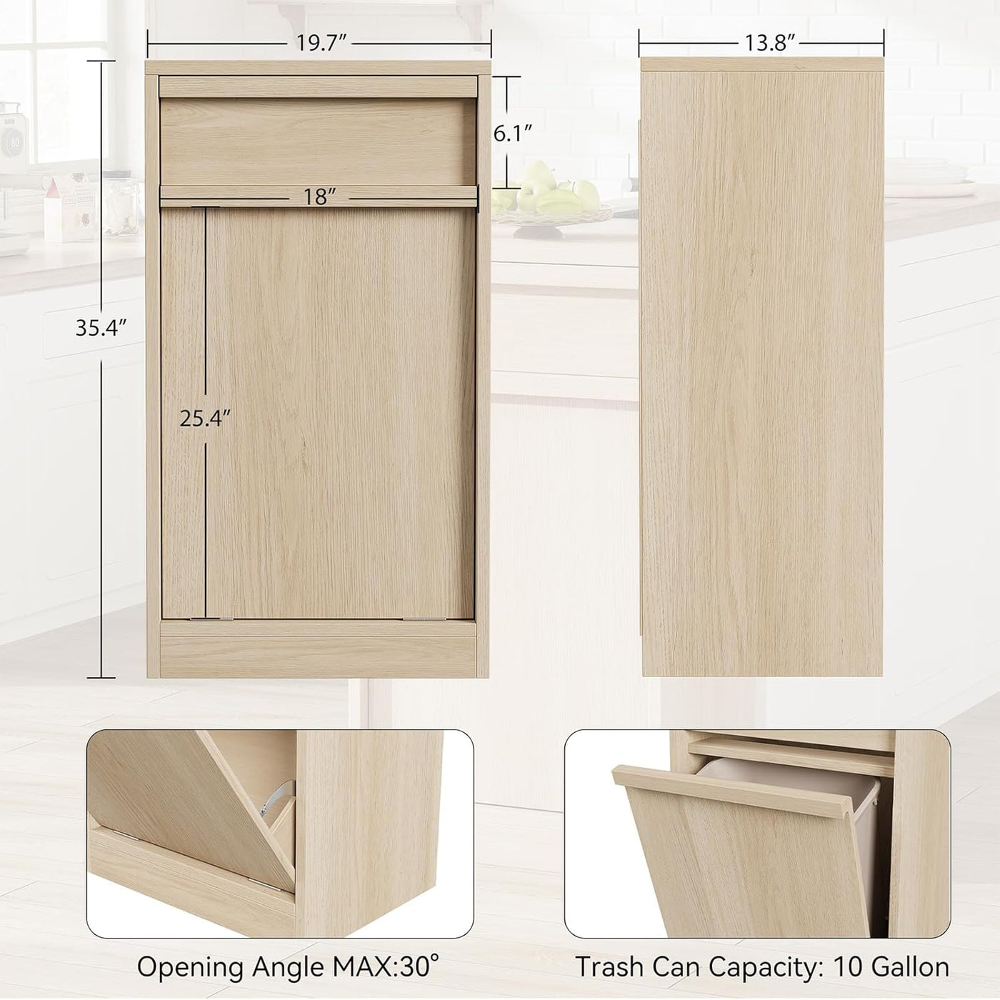 GarveeHome Doppelt Kippbarer Mülleimerschrank, Moderner Mülleimerschrank mit 20 Gallonen Stauraum, Versteckter freistehender Mülleimerschrank / Wäschekorb für Küche, Ess- und Wohnzimmer