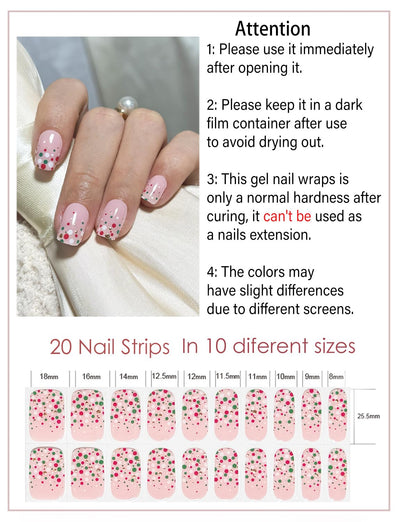 Semi Cured Gel Nail Strips, 20 Stück Gel Nagelaufkleber UV, Wraps für DIY Maniküre zu Hause (Transparent)