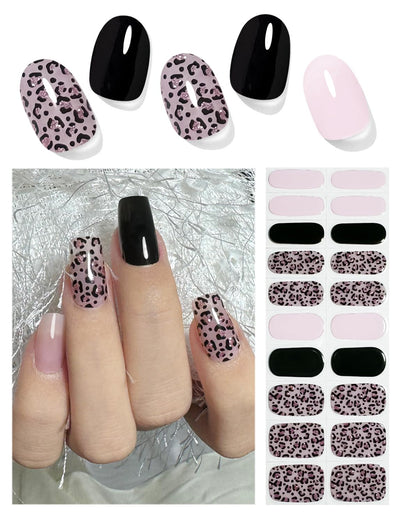 Semi Cured Gel Nail Strips, 20 Stück Gel Nagelaufkleber UV, Wraps für DIY Maniküre zu Hause (Transparent)