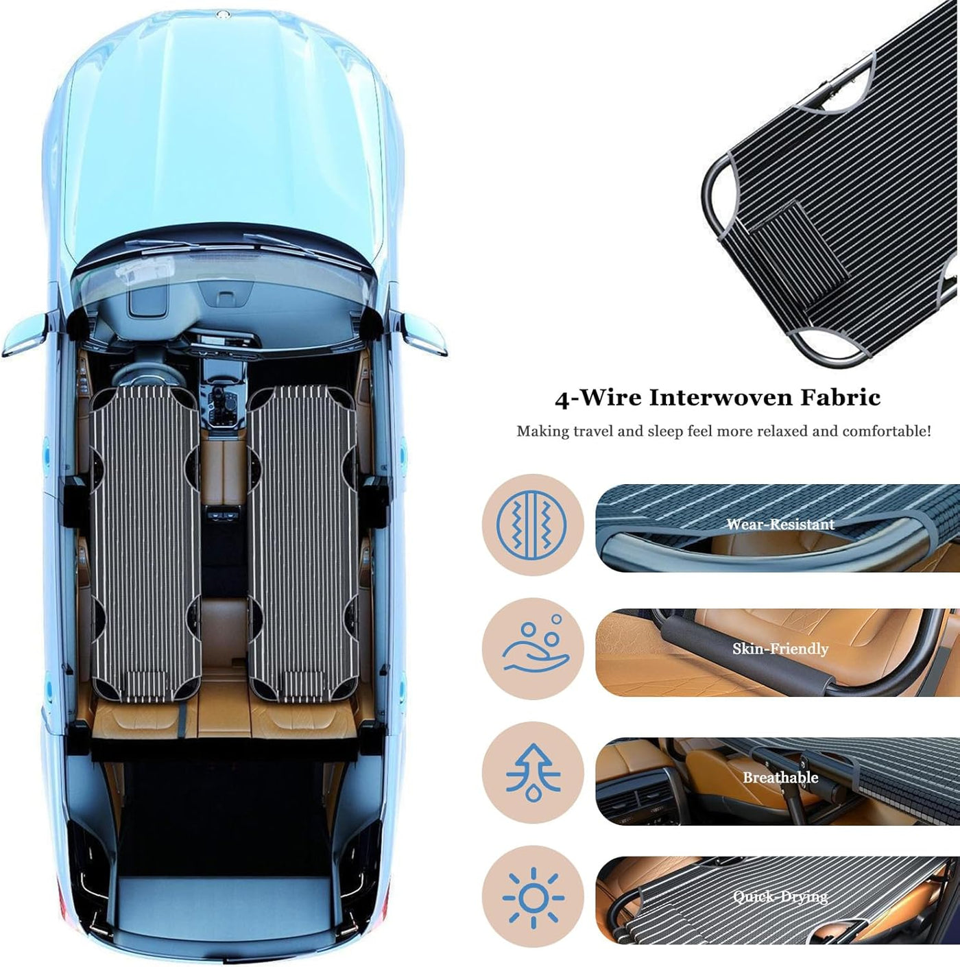 Tragbares Klappbares Campingbett Auto-Reisebett Nicht-aufblasbare Tragbare Universelle Schlaflösung Camping-Essentials Bett Büro Outdoor-Campingbett Roadtrip-Campingbett