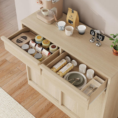 GarveeHome Doppelt Kippbarer Mülleimerschrank, Moderner Mülleimerschrank mit 20 Gallonen Stauraum, Versteckter freistehender Mülleimerschrank / Wäschekorb für Küche, Ess- und Wohnzimmer
