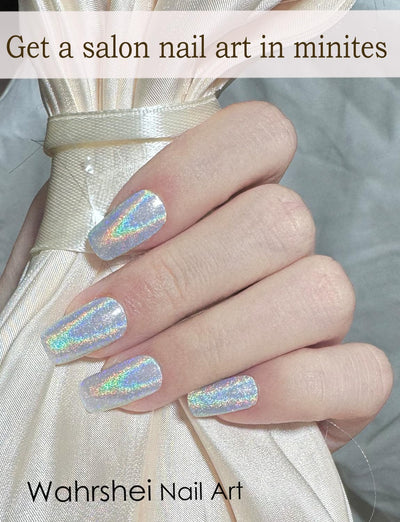Semi Cured Gel Nail Strips, 20 Stück Gel Nagelaufkleber UV, Wraps für DIY Maniküre zu Hause (Transparent)