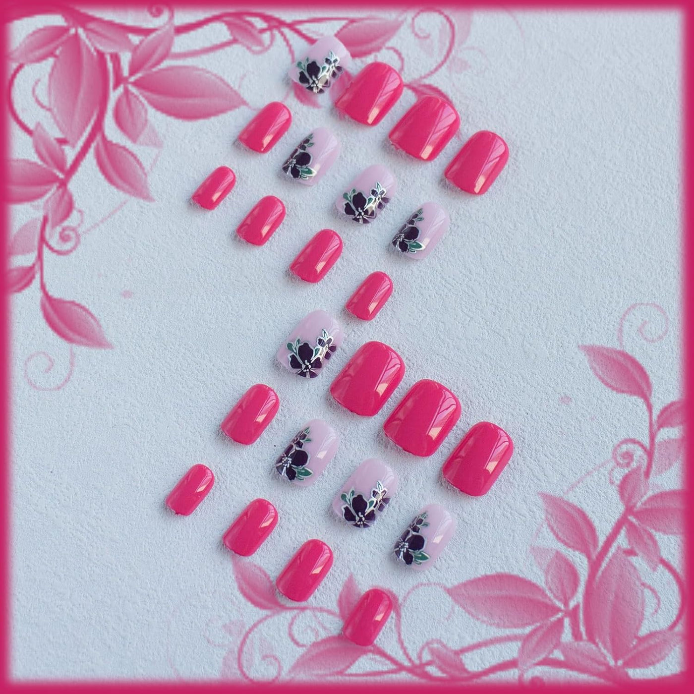 24 Stück Sommer Press-on-Nägel French Tips Medium Mandel Acryl Künstliche Nägel Sonnennägel zum Aufkleben Glänzende Orange Kurvenlinie Künstliche Nagelwellen Gelkleber Fingernägel für Maniküre Kunst Frauen Mädchen