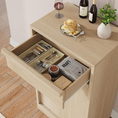 GarveeHome Doppelt Kippbarer Mülleimerschrank, Moderner Mülleimerschrank mit 20 Gallonen Stauraum, Versteckter freistehender Mülleimerschrank / Wäschekorb für Küche, Ess- und Wohnzimmer