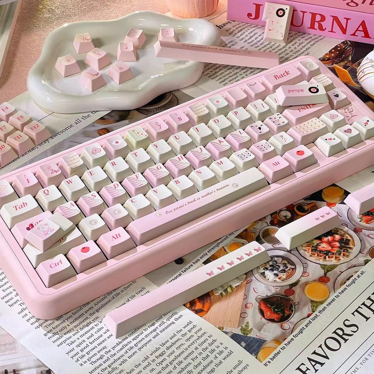 156 Tasten PBT Dye Sub Individuelle Lila Tastenkappen URE Profil Schmetterling Tastenkappen-Set Passend für 95% 75% 65% 60% Cherry Mx Switches Mechanische Tastatur
