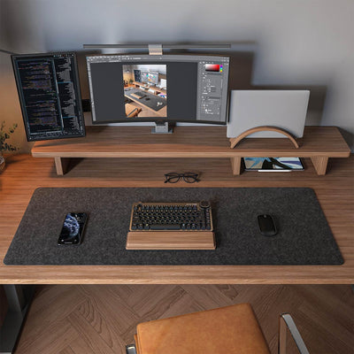 DawnTrees Filz-Schreibtischunterlage, Tastaturmatte (90x30 cm), große Filz-Mausmatte, XL-Computer-Schreibtischmatte, Schreibtischschutz für das Büro (Hellgrau)