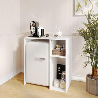 Flash Furniture Lotus Mini-Kühlschrank Regal-Organizer, platzsparendes Aufsatzregal für Mini-Kühlschrank mit zwei Fächern, Holzwerkstoff, 33,75" B, Weiß