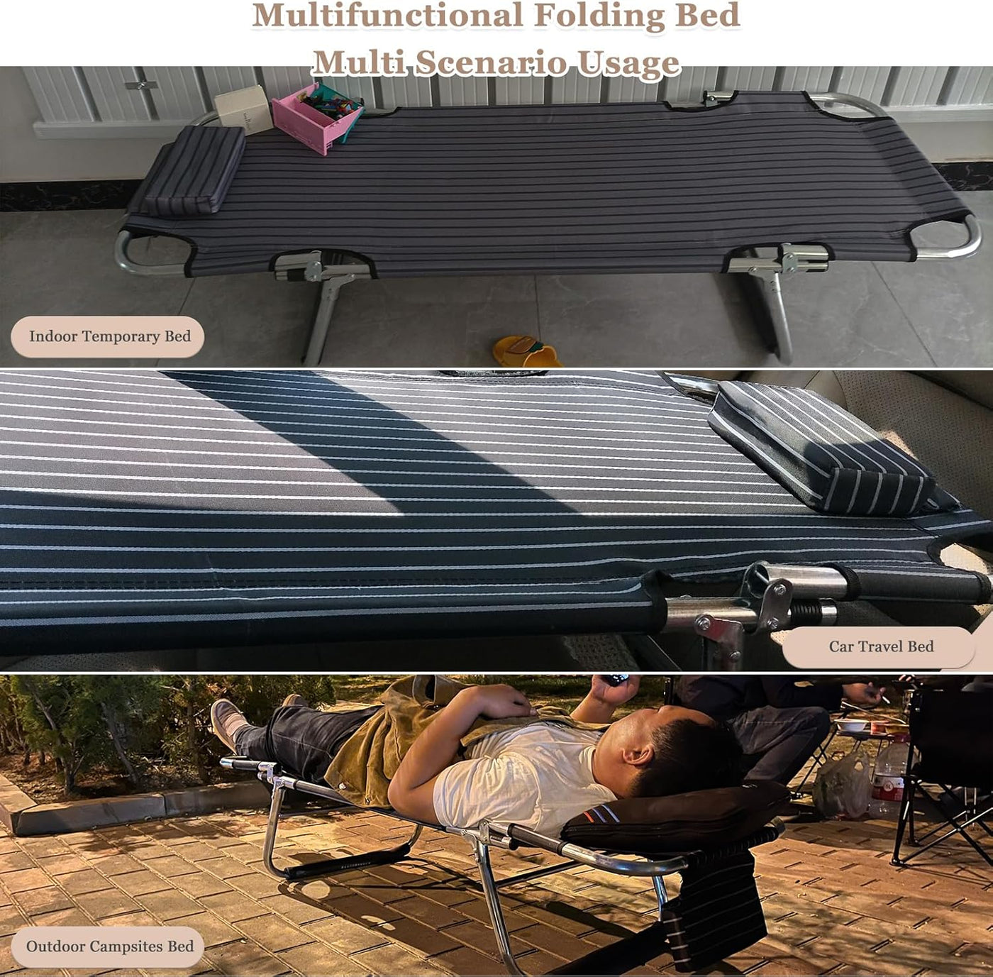 Tragbares Klappbares Campingbett Auto-Reisebett Nicht-aufblasbare Tragbare Universelle Schlaflösung Camping-Essentials Bett Büro Outdoor-Campingbett Roadtrip-Campingbett