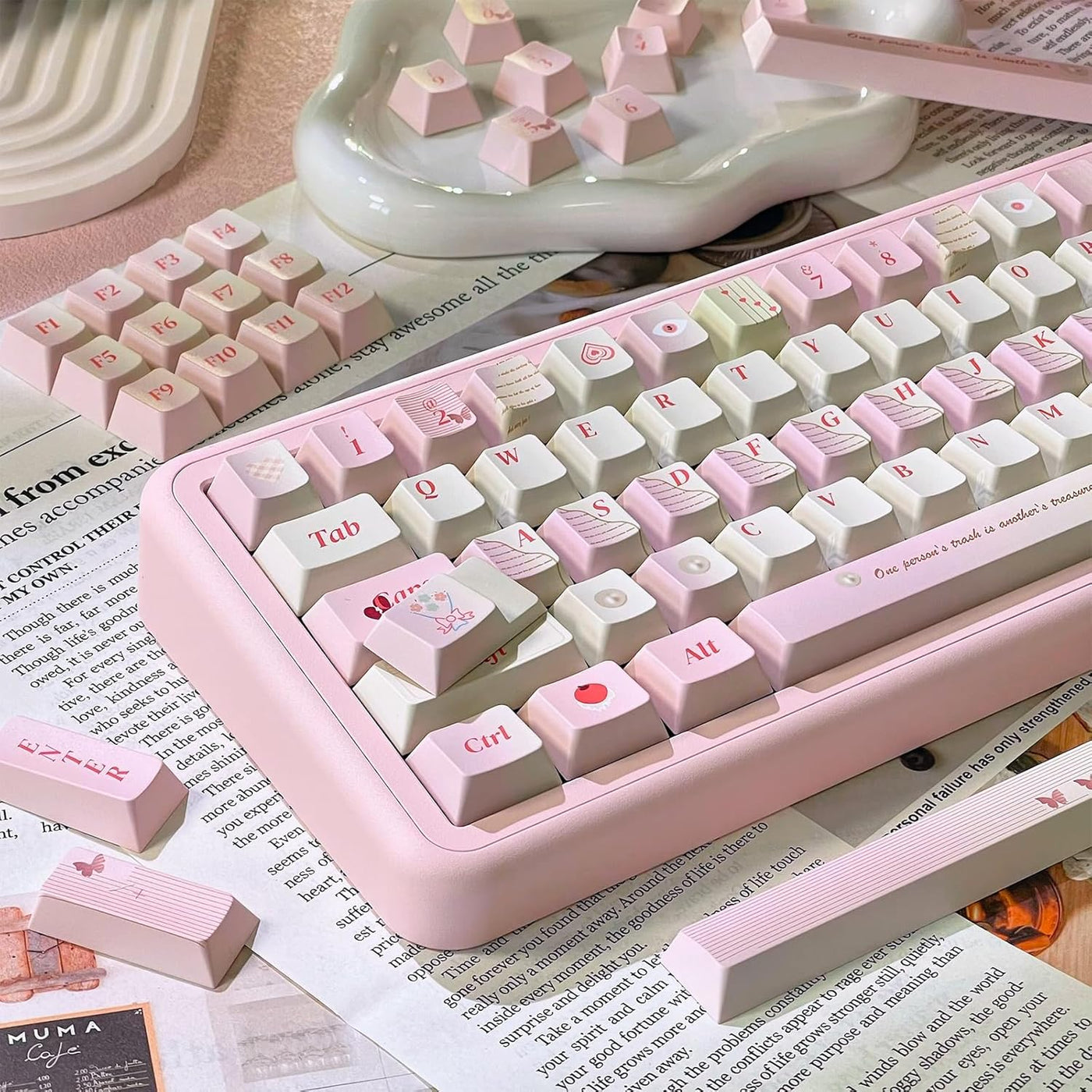 156 Tasten PBT Dye Sub Individuelle Lila Tastenkappen URE Profil Schmetterling Tastenkappen-Set Passend für 95% 75% 65% 60% Cherry Mx Switches Mechanische Tastatur