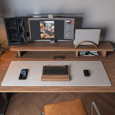 DawnTrees Filz-Schreibtischunterlage, Tastaturmatte (90x30 cm), große Filz-Mausmatte, XL-Computer-Schreibtischmatte, Schreibtischschutz für das Büro (Hellgrau)