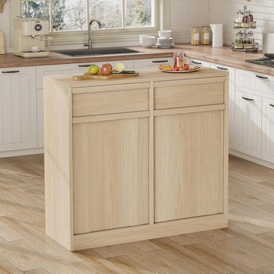 GarveeHome Doppelt Kippbarer Mülleimerschrank, Moderner Mülleimerschrank mit 20 Gallonen Stauraum, Versteckter freistehender Mülleimerschrank / Wäschekorb für Küche, Ess- und Wohnzimmer
