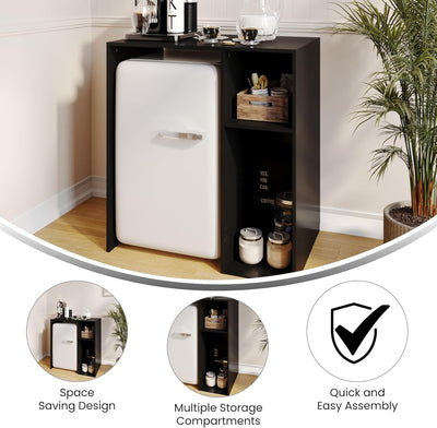 Flash Furniture Lotus Mini-Kühlschrank Regal-Organizer, platzsparendes Aufsatzregal für Mini-Kühlschrank mit zwei Fächern, Holzwerkstoff, 33,75" B, Weiß