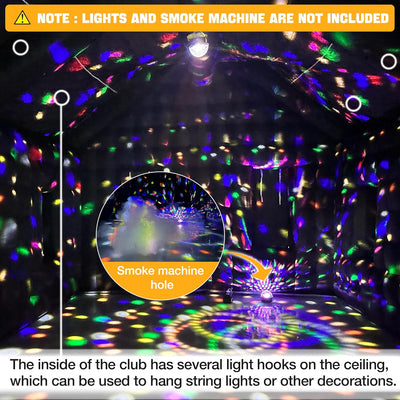 Kleiner Schwarzer Aufblasbarer Nachtclub 5 x 4 x 3,5 m Disco-Würfel-Pavillon Eventhaus mit Logo-Bereich Tragbares Aufblasbares Partyzelt für Geburtstag, Schulveranstaltungen, Gartenpartys, Vermietungsgeschäft