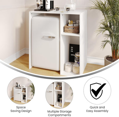 Flash Furniture Lotus Mini-Kühlschrank Regal-Organizer, platzsparendes Aufsatzregal für Mini-Kühlschrank mit zwei Fächern, Holzwerkstoff, 33,75" B, Weiß