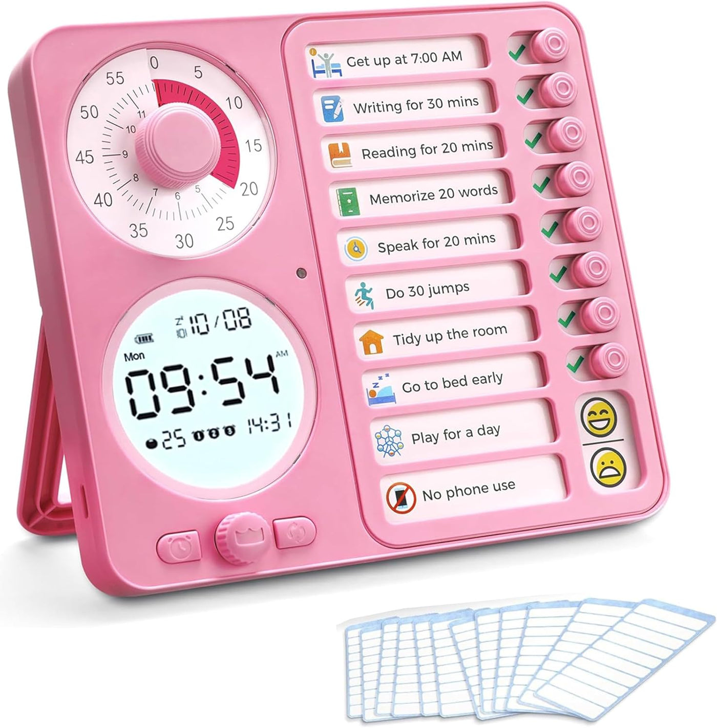 Visueller Timer & Digitaler Wecker für Kinder und Erwachsene: Lautloses Zeitmanagement-Tool mit To-do-Liste für Zuhause, Küche, Schule, Lehrer und Klassenzimmer, Aufgabenplan für Kinder