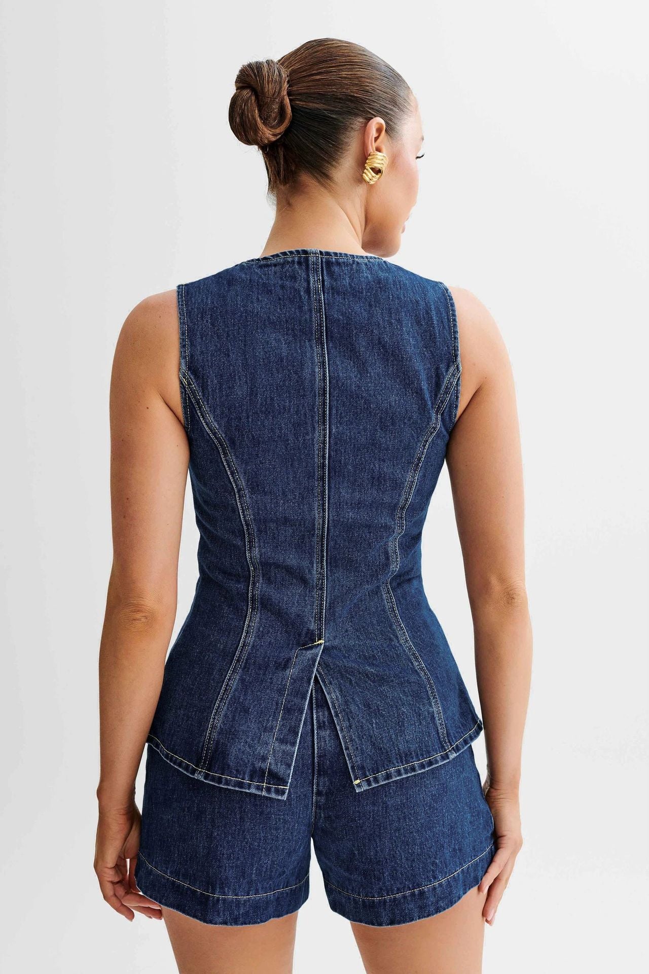 Denim Weste und Shorts Set