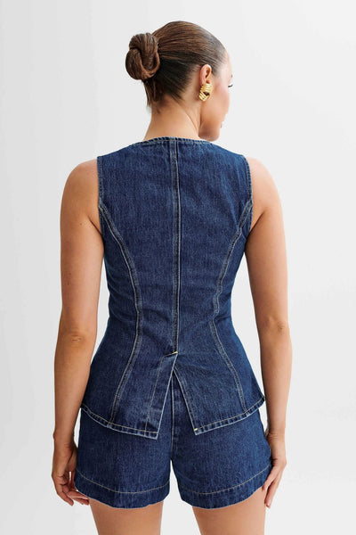 Denim Weste und Shorts Set