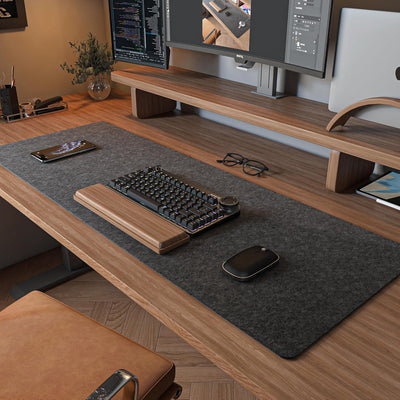 DawnTrees Filz-Schreibtischunterlage, Tastaturmatte (90x30 cm), große Filz-Mausmatte, XL-Computer-Schreibtischmatte, Schreibtischschutz für das Büro (Hellgrau)