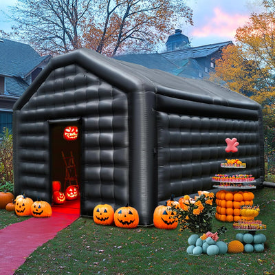 Kleiner Schwarzer Aufblasbarer Nachtclub 5 x 4 x 3,5 m Disco-Würfel-Pavillon Eventhaus mit Logo-Bereich Tragbares Aufblasbares Partyzelt für Geburtstag, Schulveranstaltungen, Gartenpartys, Vermietungsgeschäft