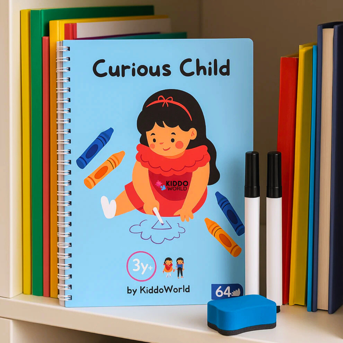 Curious Child – Schreib- und Löschheft für Schreibübungen, wiederverwendbar (64 Seiten, 3–6 Jahre)