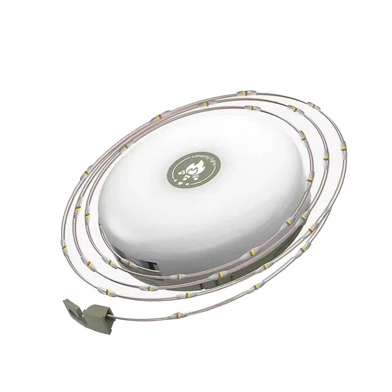 4-in-1 Campinglampe mit USB – Lichterkette, Laterne & Powerbank für Outdoor-Abenteuer