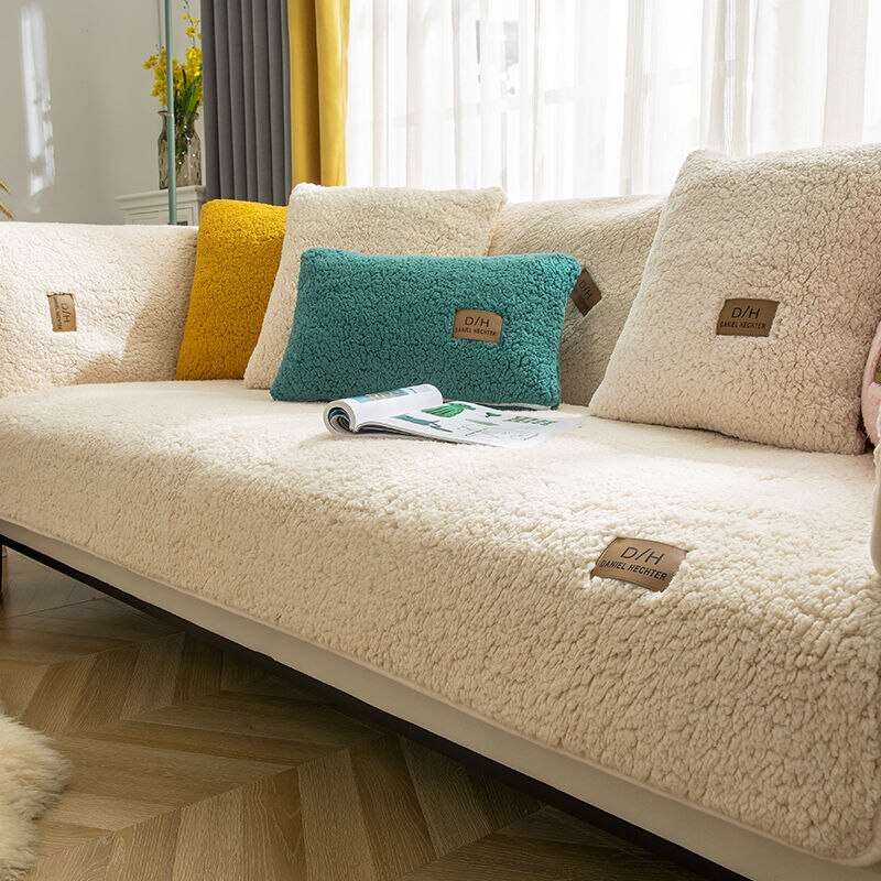 Ultraweiche Lammkaschmir-Sofaabdeckung – Mit Plüseeffekt & Rutschfest