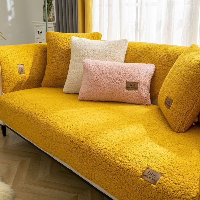 Ultraweiche Lammkaschmir-Sofaabdeckung – Mit Plüseeffekt & Rutschfest