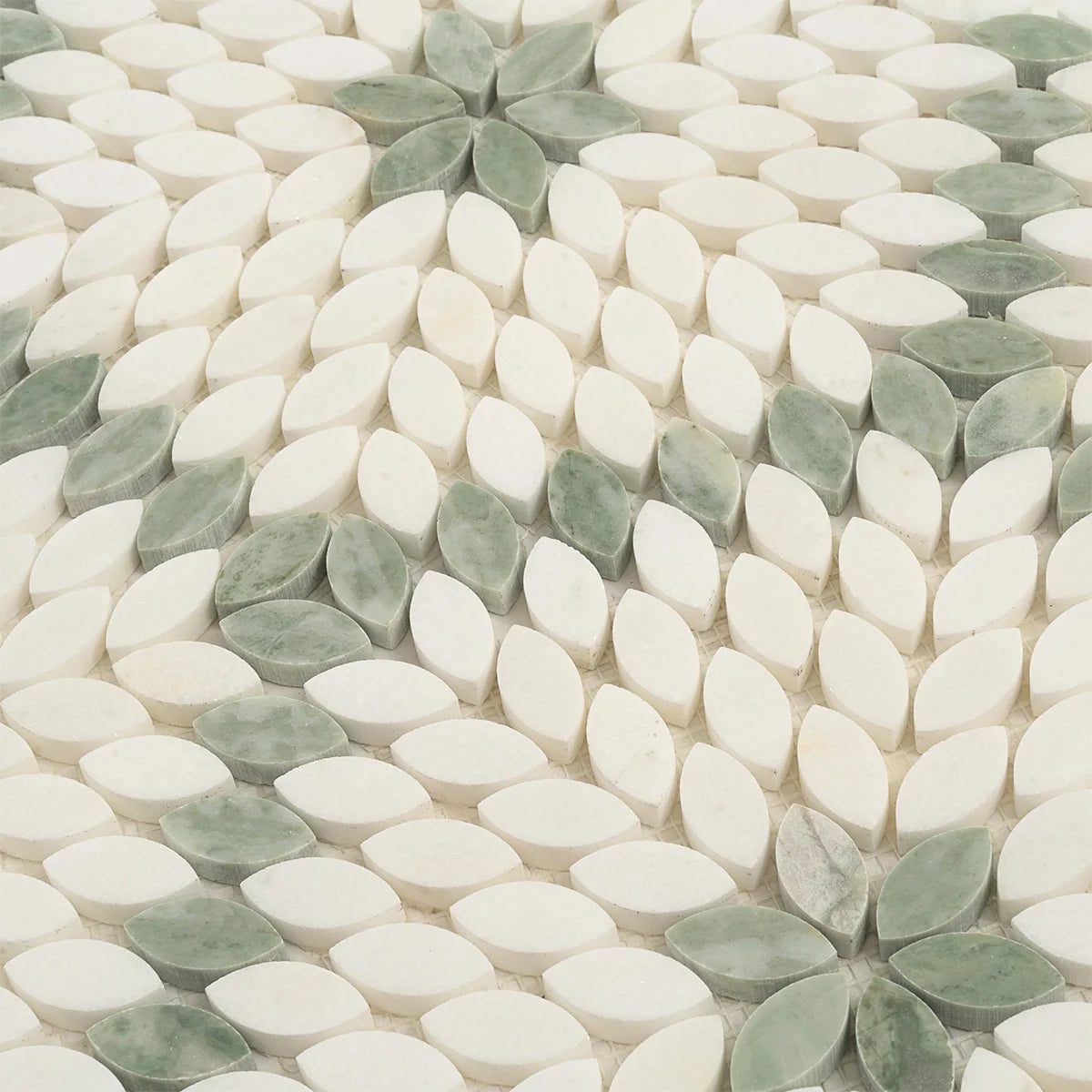 Santorini Grün & Weiß Blüten Marmor Mosaikfliese