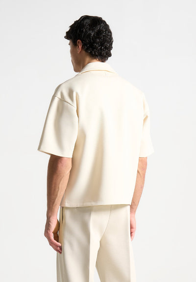 Abel – Boxy Twill Zweireiher-Hemd – Cremefarben