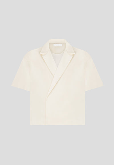 Abel – Boxy Twill Zweireiher-Hemd – Cremefarben