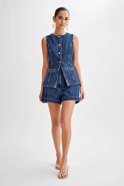 Denim Weste und Shorts Set
