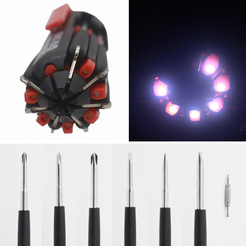 8-in-1 Schraubendreher mit LED-Taschenlampe